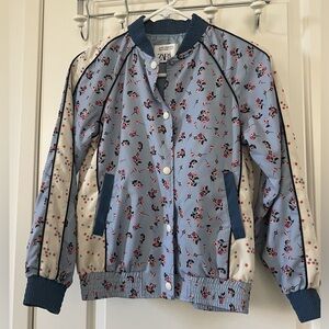 Zara Blue and Cream Floral Jacket